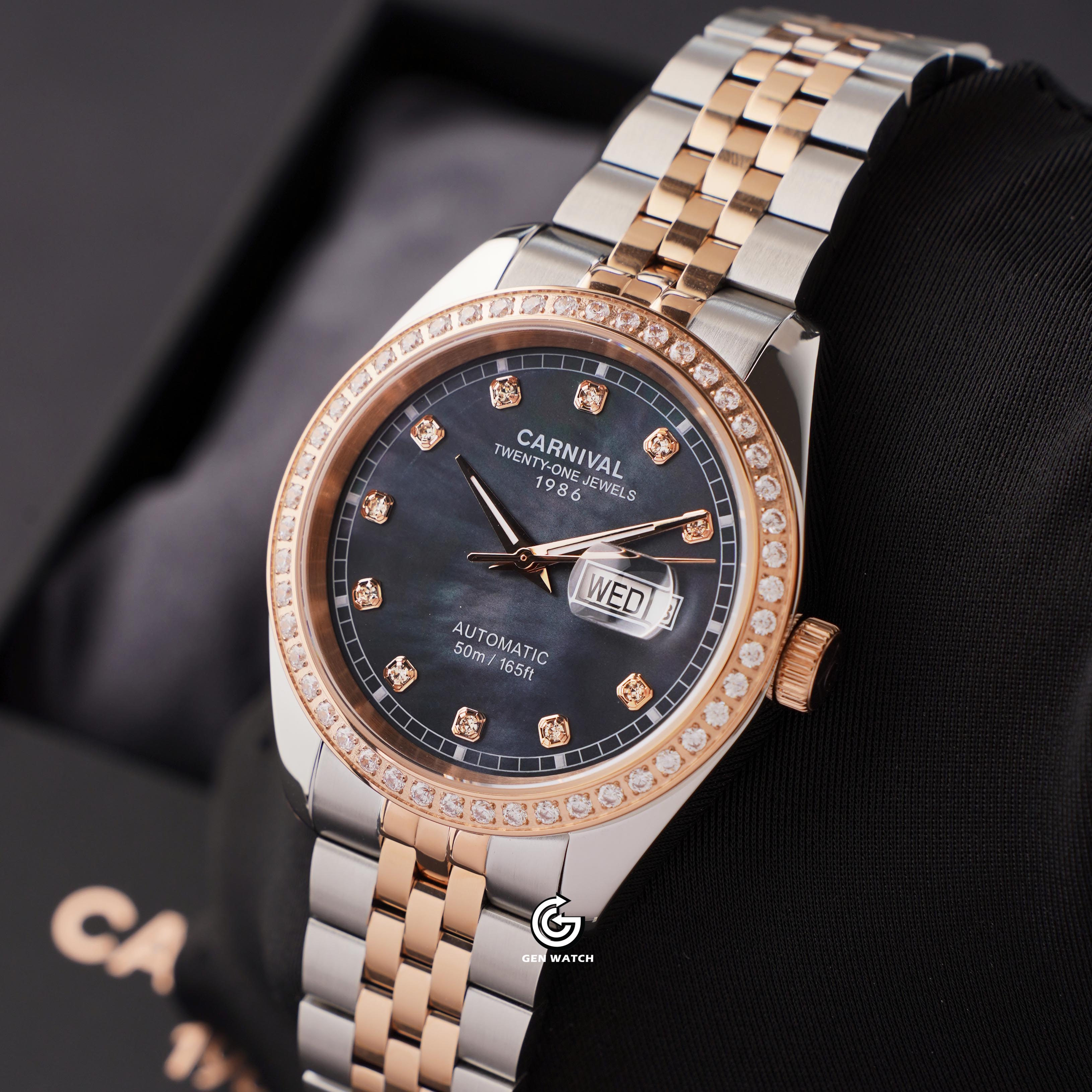 ĐỒNG HỒ NAM CARNIVAL 8131G2 CH DK AUTOMATIC 41MM ( XÀ CỪ ĐEN )