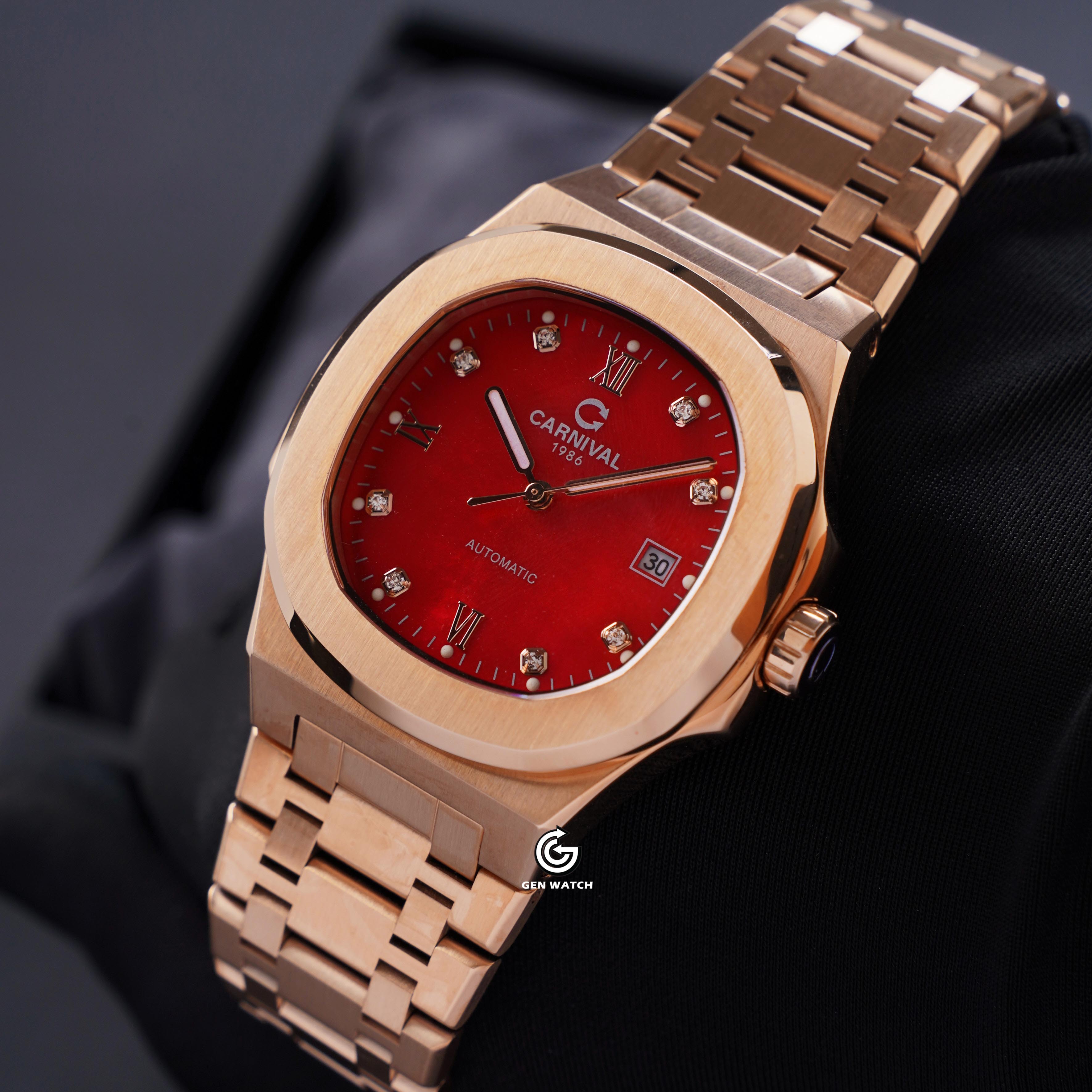ĐỒNG HỒ NAM CARNIVAL 8160G VH DK AUTOMATIC 41MM ( XÀ CỪ ĐỎ )
