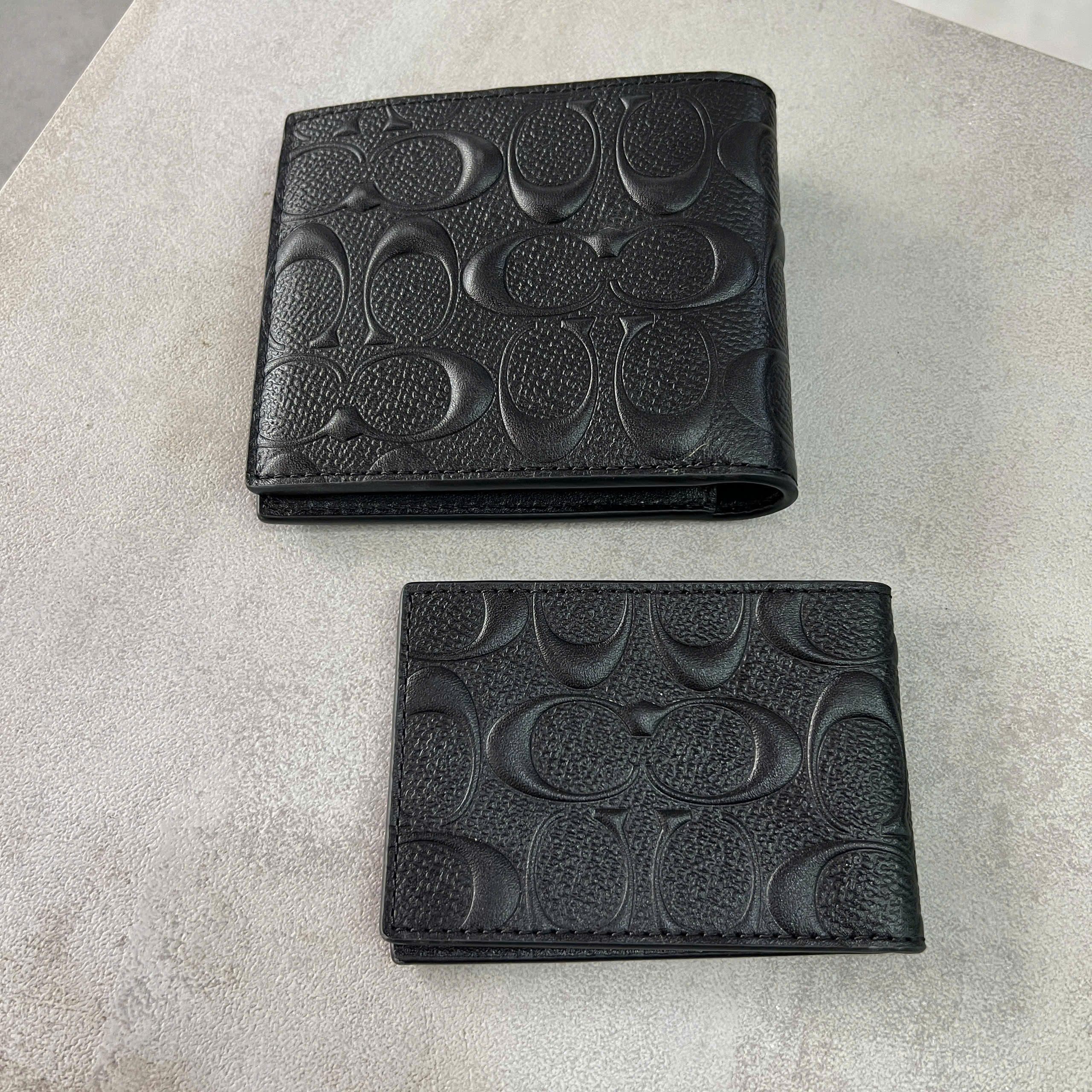 COACH VAR LEATHER DOUBLE WALLET - BLACK