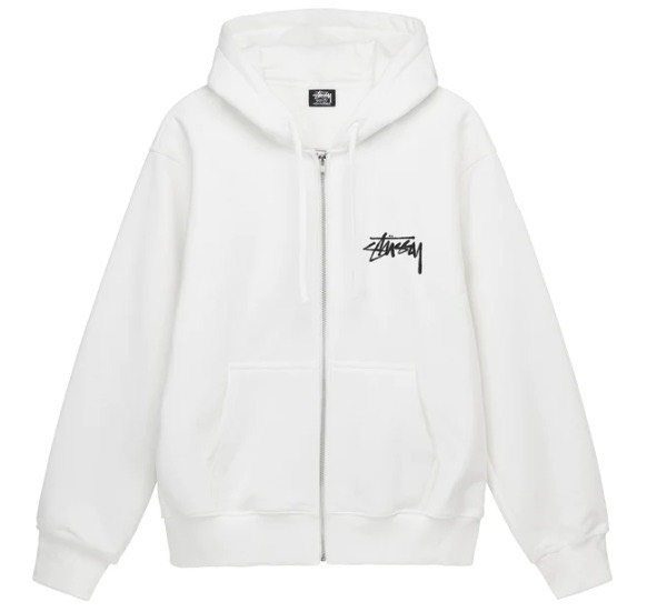 STUSSY READ EM'N'WEEP ZIP HOODIE - WHITE