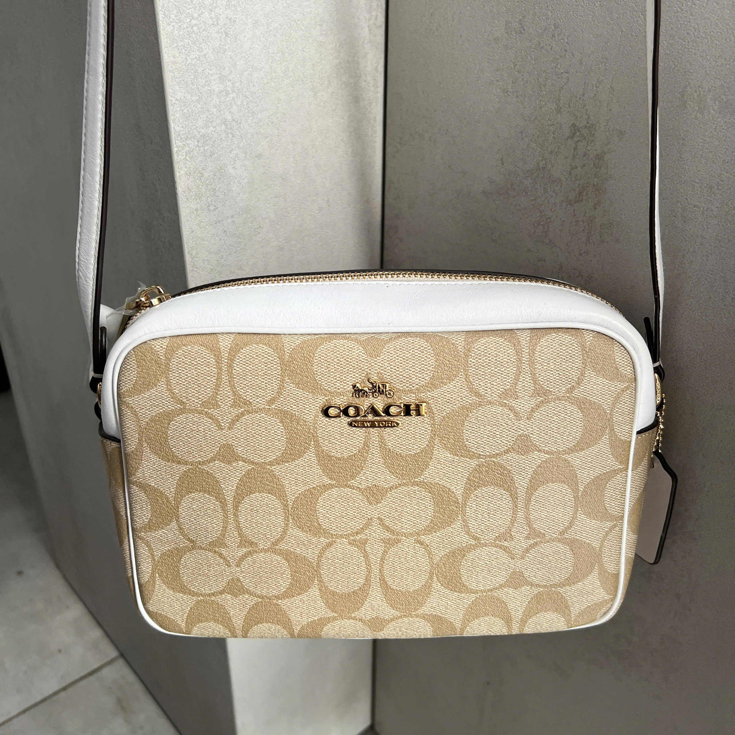 COACH CARTERAS CANVAS CROSS BAG - CREAM