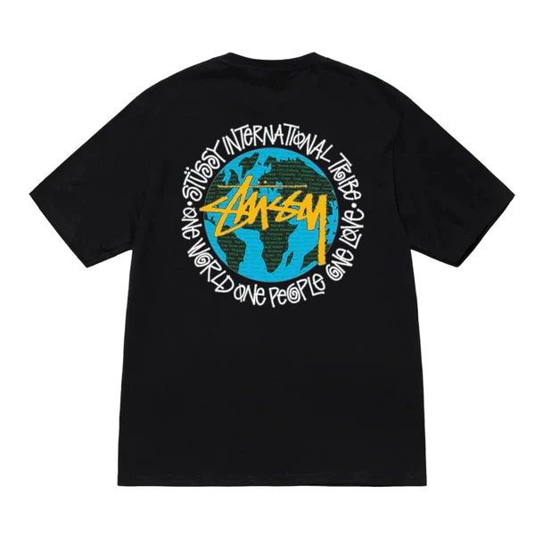 STUSSY ONE WORLD SS MỚI TSHIRT - BLACK