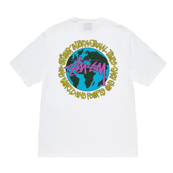STUSSY ONE WORLD SS MỚI TSHIRT - WHITE