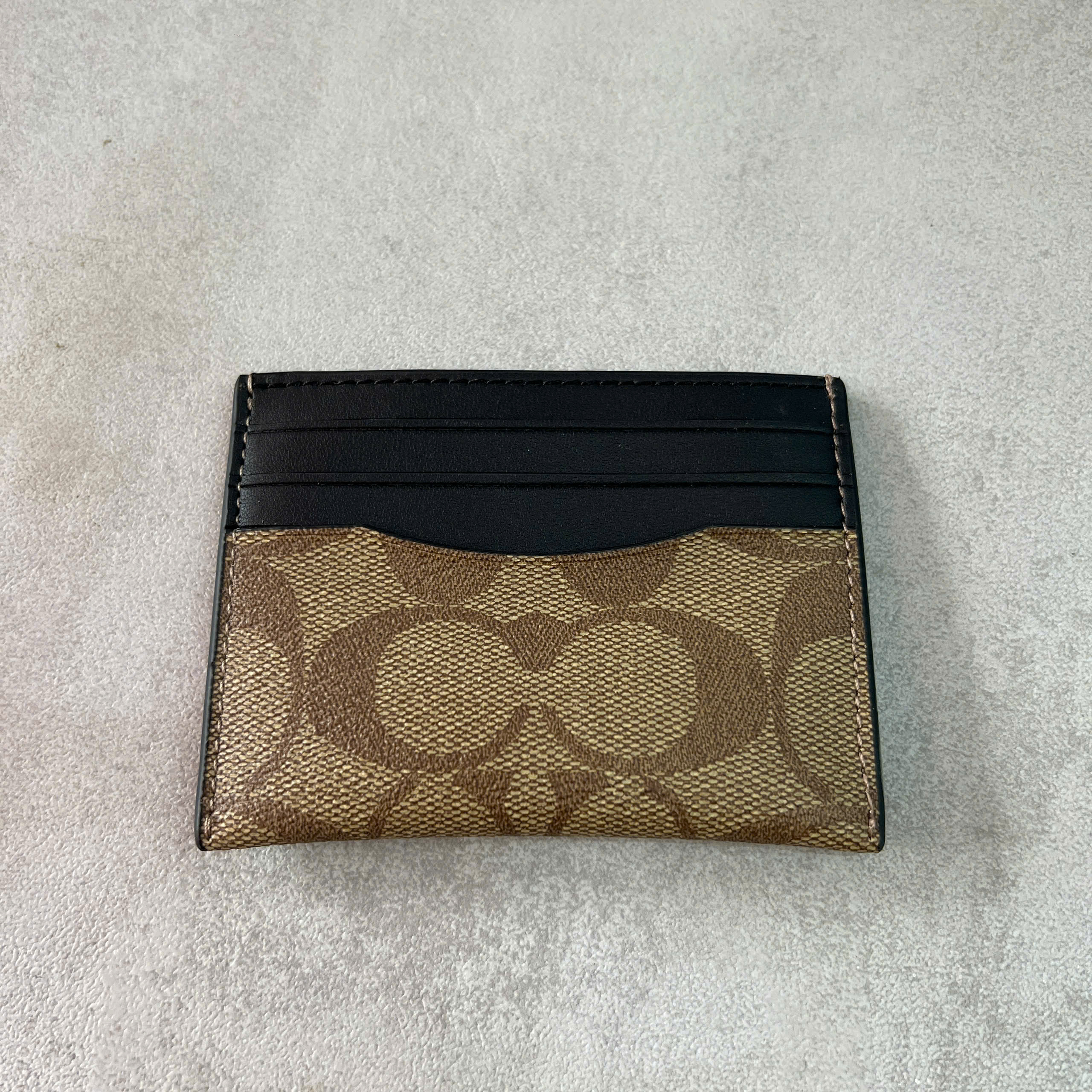 COACH SIGNATURE CANVAS SLIM ID CARD - BEIGE