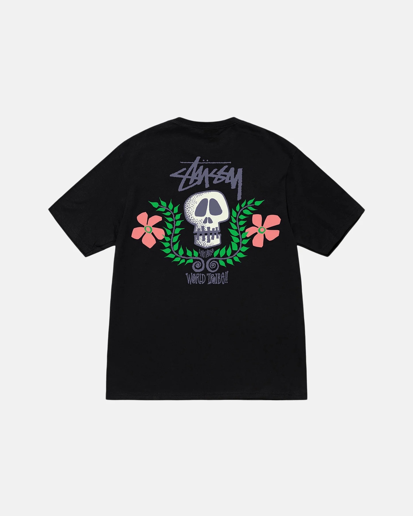 STUSSY SKULL CREST TSHIRT - BLACK