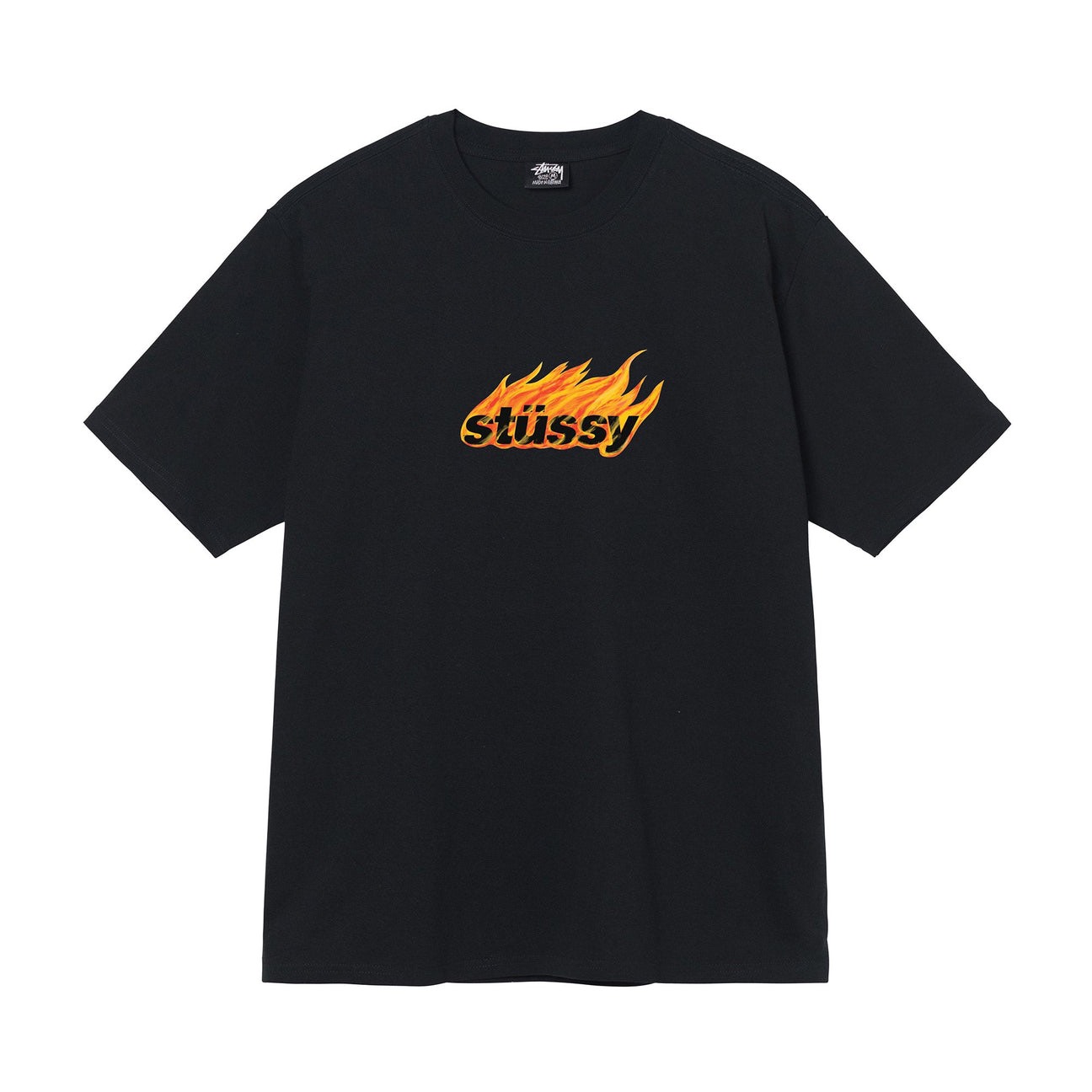 STUSSY FLAMES TSHIRT - BLACK