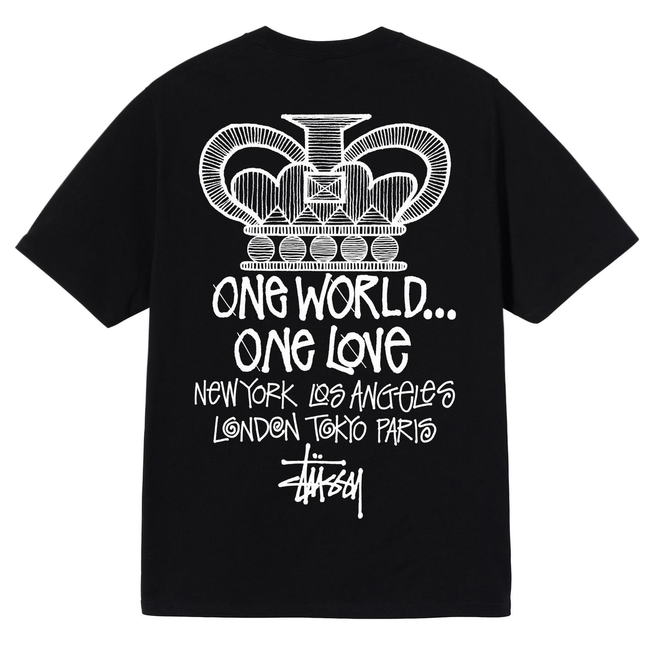 STUSSY ONE WORLD TSHIRT - BLACK