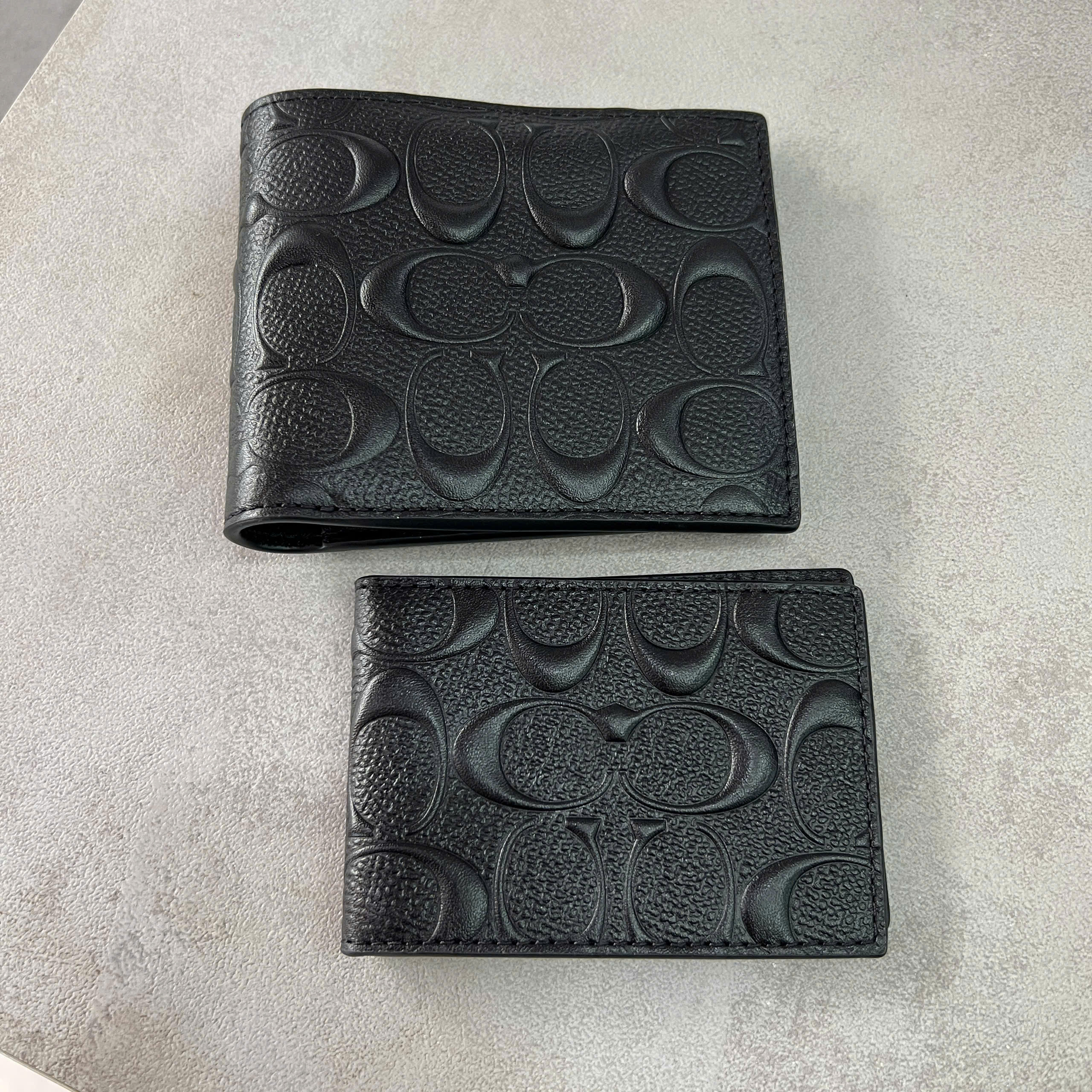 COACH VAR LEATHER DOUBLE WALLET - BLACK
