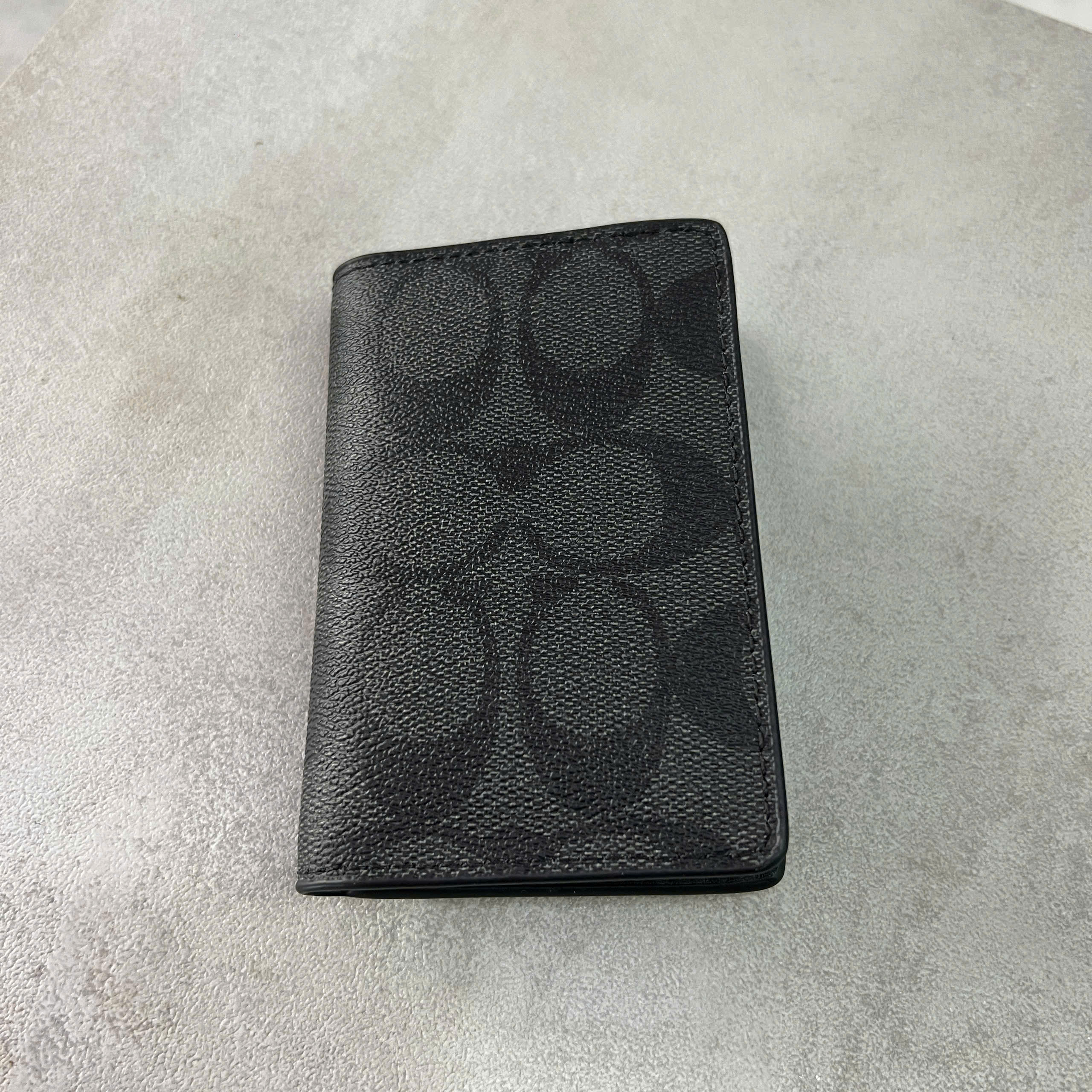 COACH SIGNATURE CANVAS CARD WALLET - BLACK