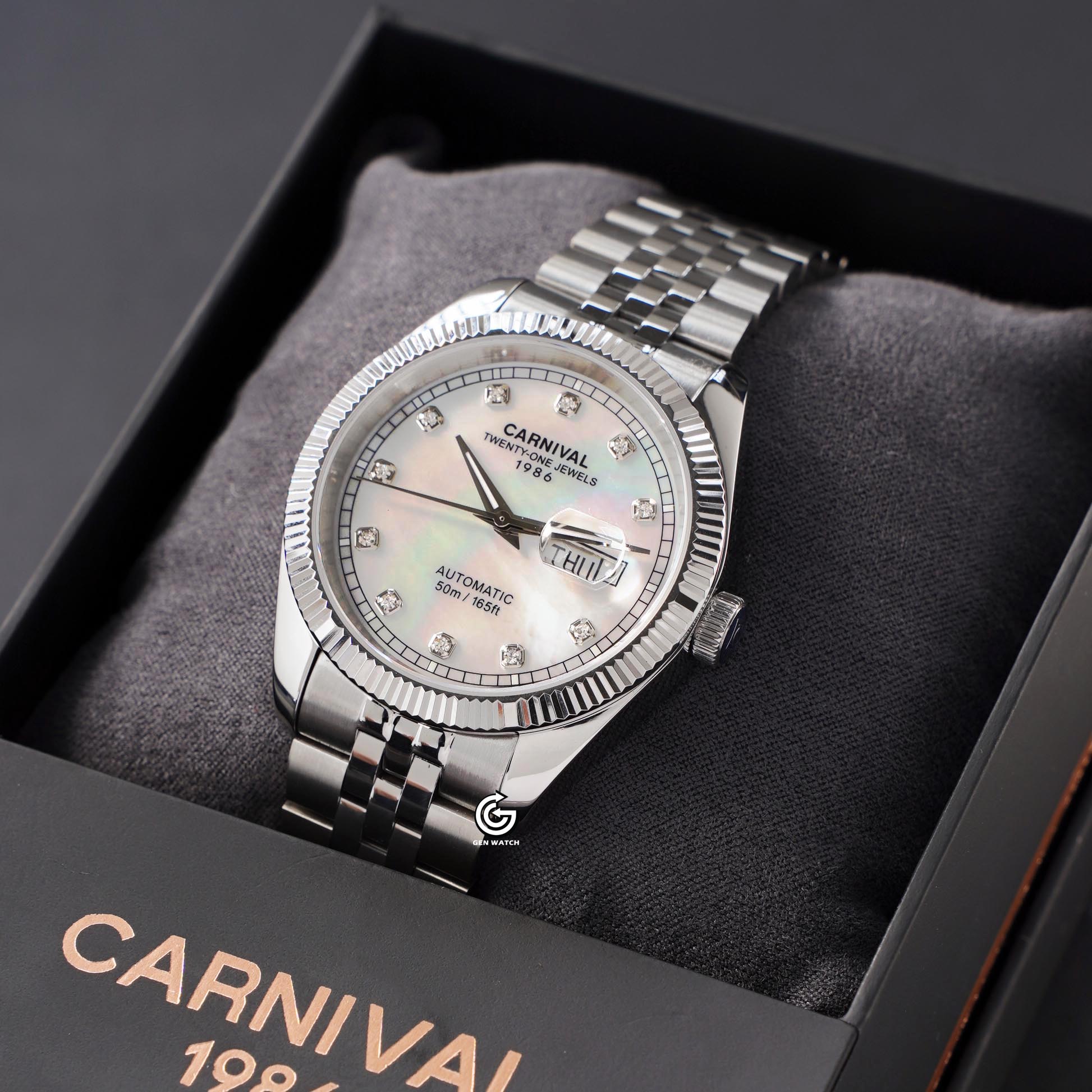 ĐỒNG HỒ NAM CARNIVAL 8131G VT TK AUTOMATIC 40MM ( XÀ CỪ TRẮNG )