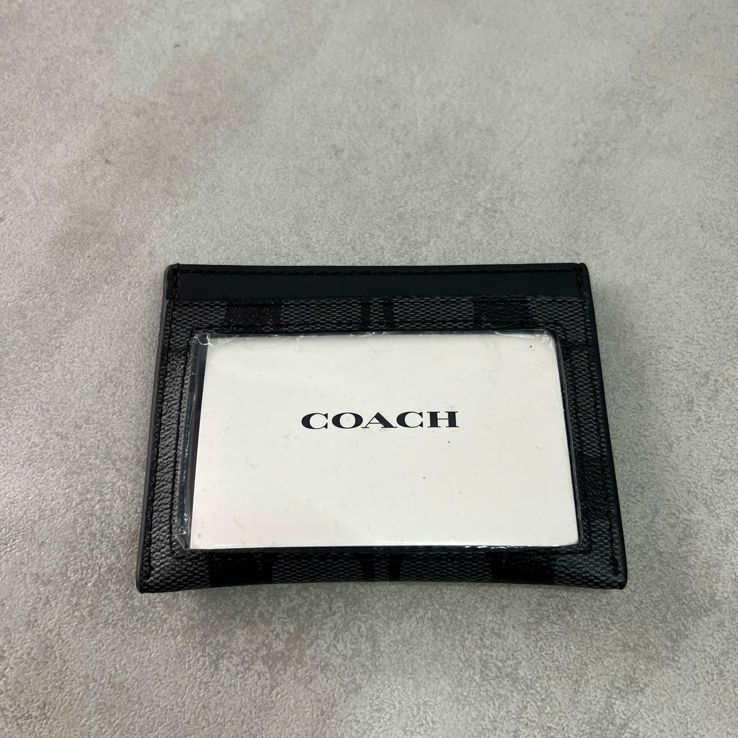 COACH SIGNATURE CANVAS SLIM ID CARD - BLACK