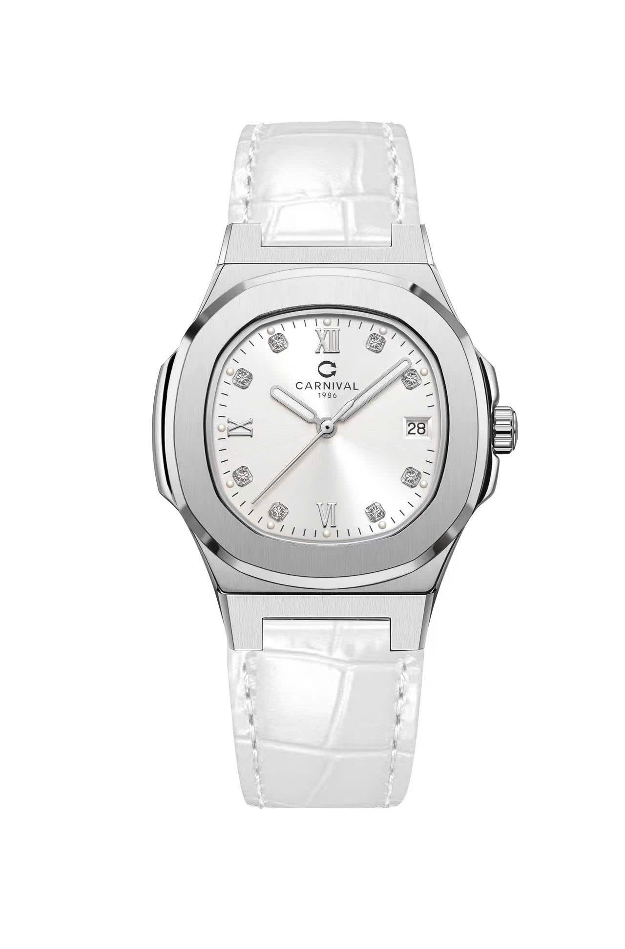 ĐỒNG HỒ NỮ CARNIVAL 8160L VT DD T QUARTZ 34MM ( DÂY DA TRẮNG )