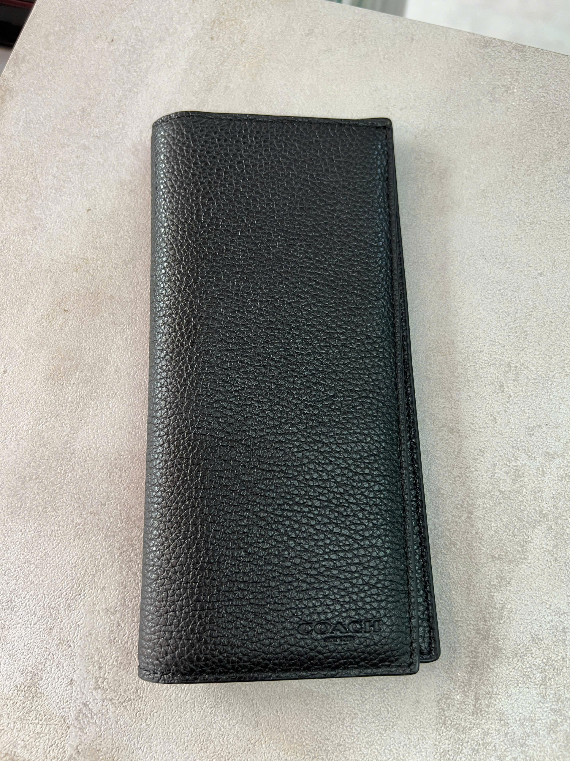 COACH CROSSGRAIN LEATHER LONG WALLET - BLACK