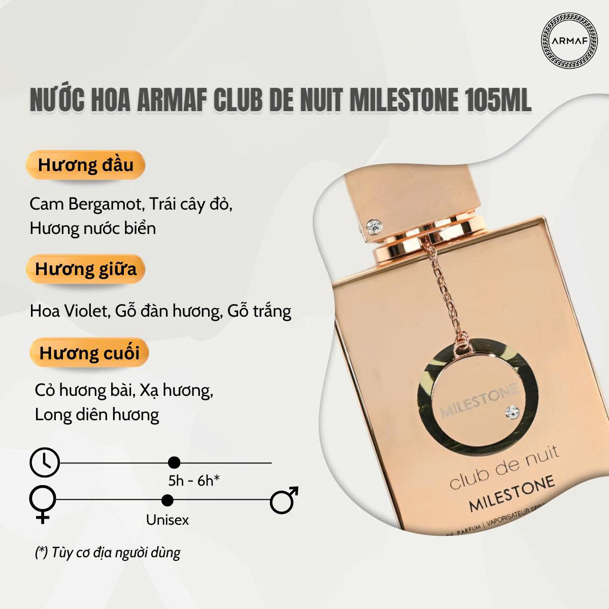 NƯỚC HOA UNISEX ARMAF CLUB DE NUIT MILESTONE EDP 105ML