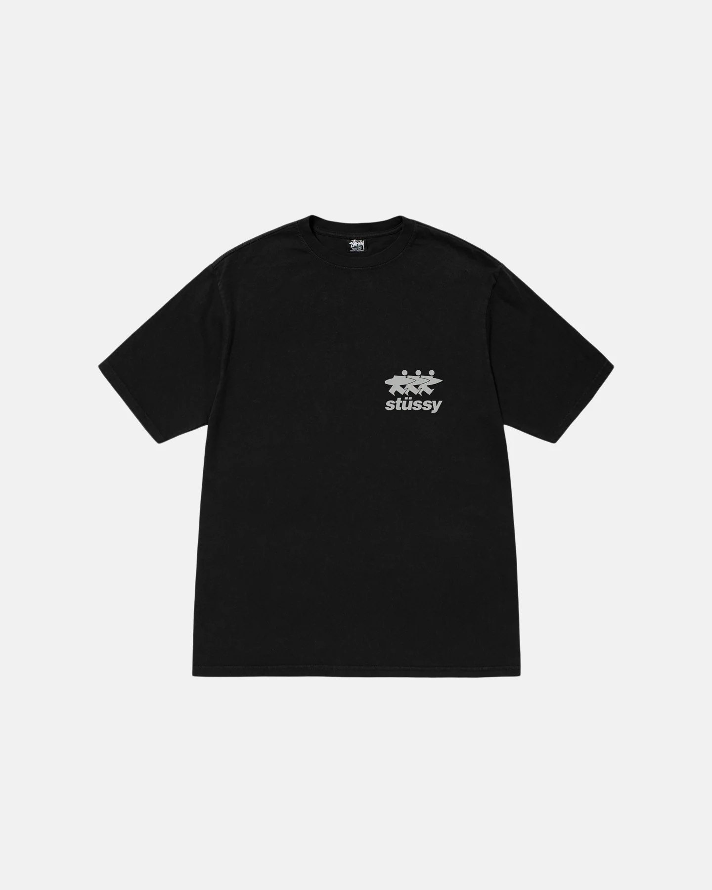 STUSSY SURF WALK PIGMENT DYED TEE - BLACK