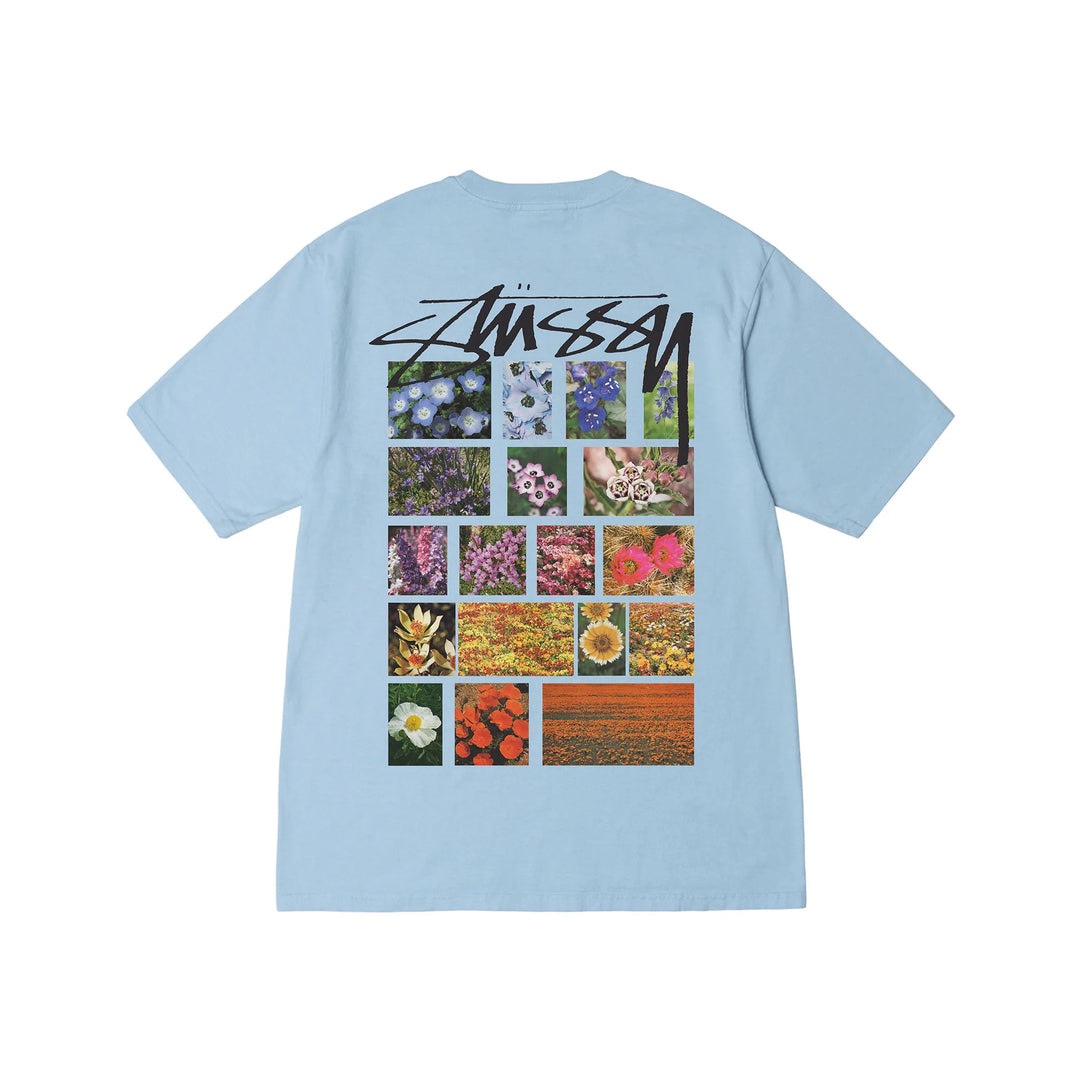 STUSSY FLOWER GRID TSHIRT - SKY BLUE