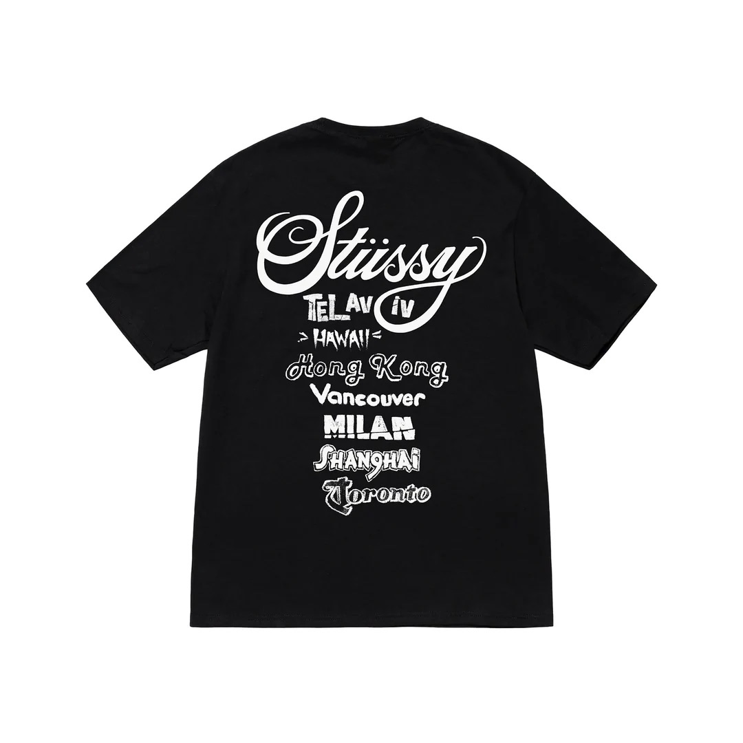 STUSSY TOUR TSHIRT - BLACK