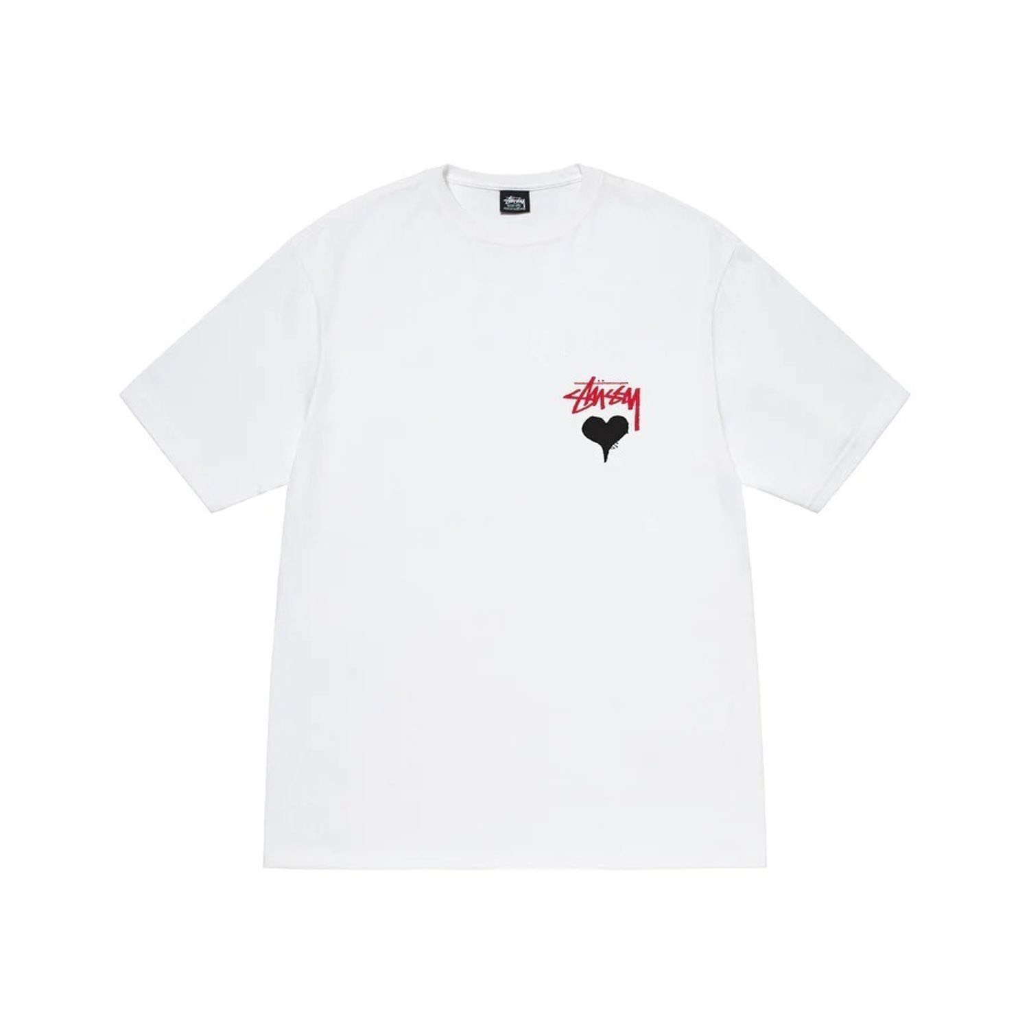 STUSSY STOCK HEART TSHIRT - WHITE