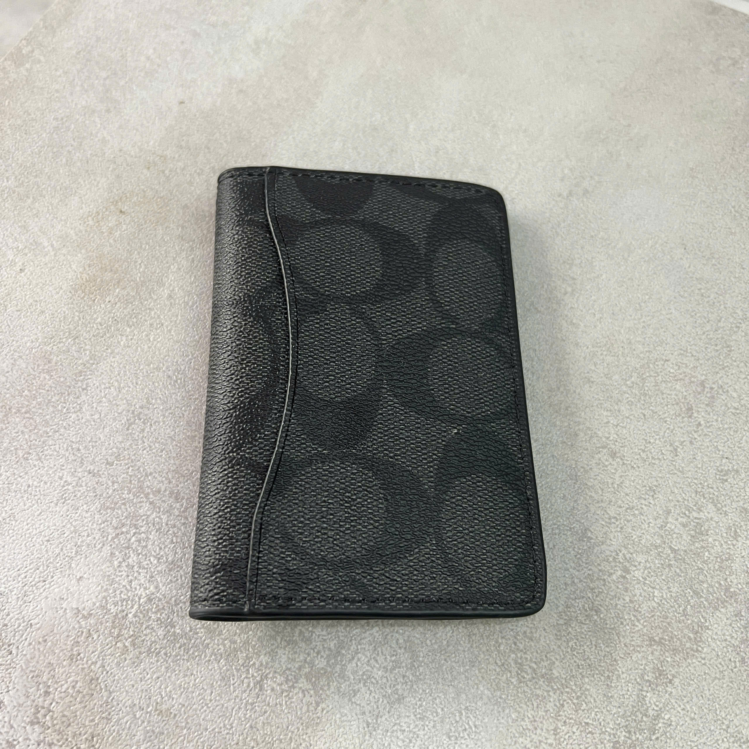 COACH SIGNATURE CANVAS CARD WALLET - BLACK