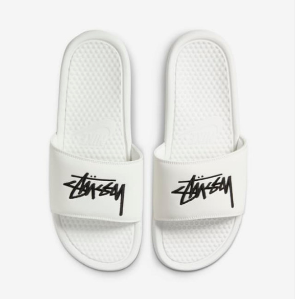 STUSSY X NIKE BENASSI SLIDES SALT- WHITE