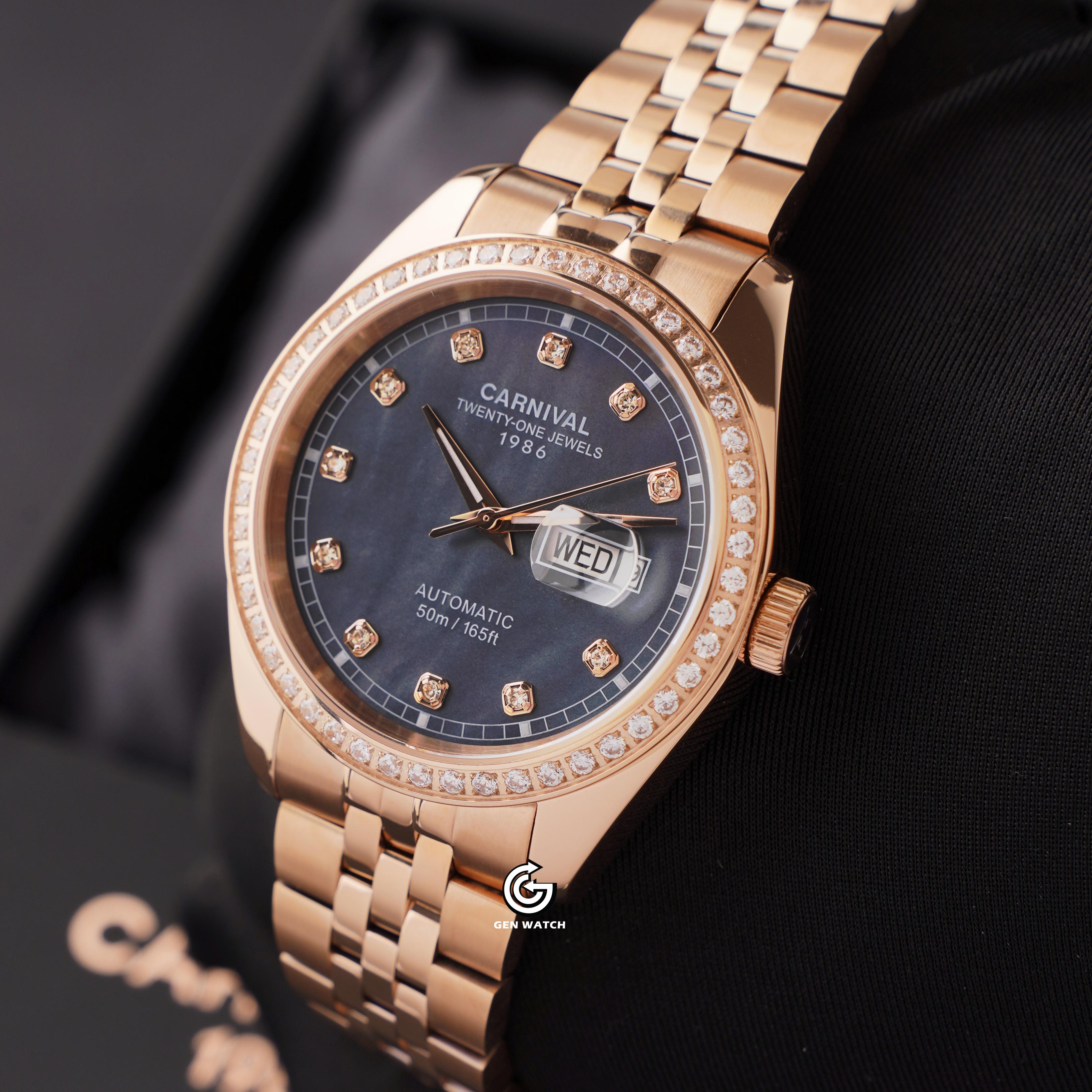 ĐỒNG HỒ NAM CARNIVAL 8131G2 VH DK AUTOMATIC 41MM ( XÀ CỪ ĐEN )