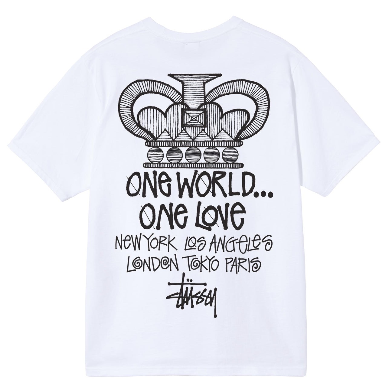 STUSSY ONE WORLD TSHIRT - WHITE