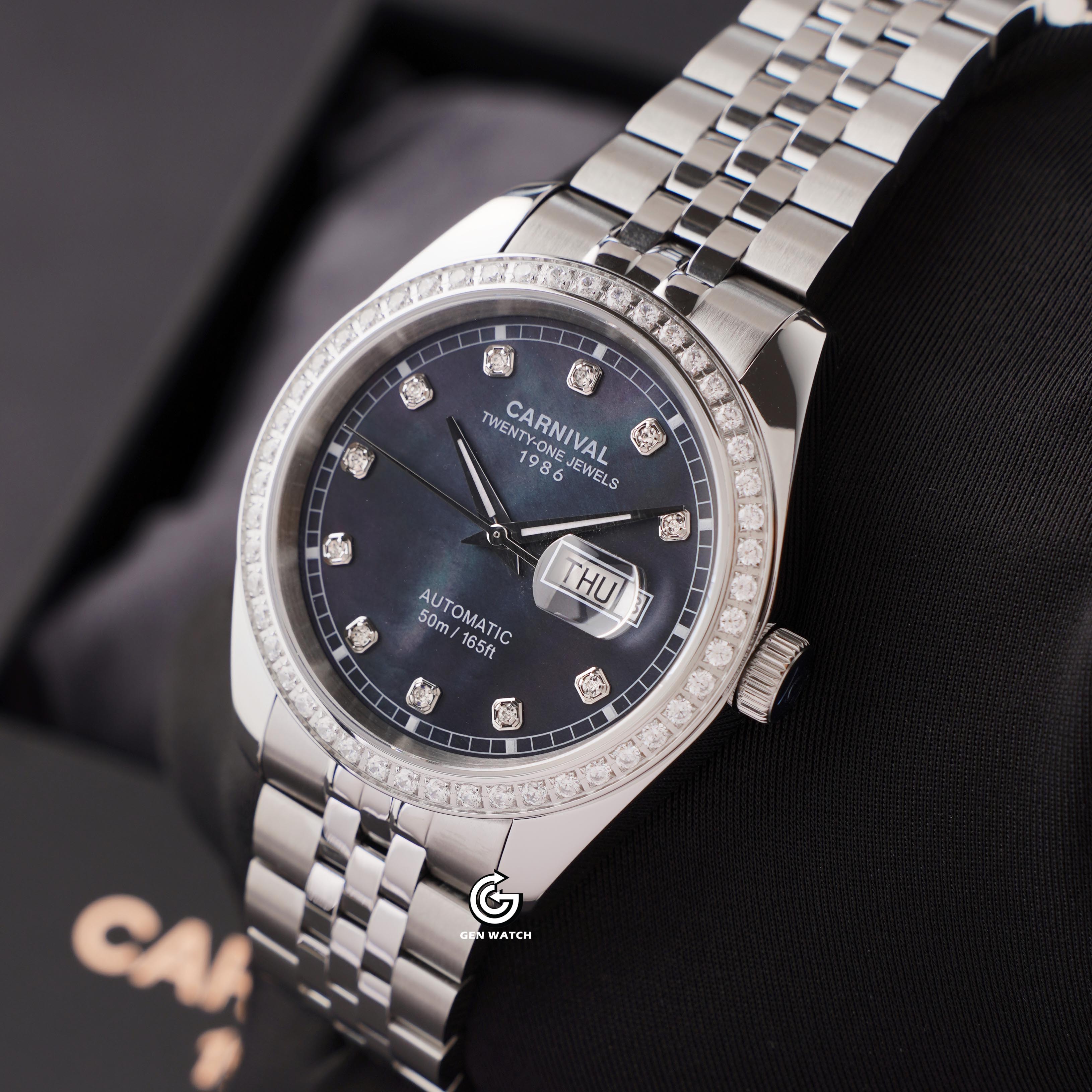 ĐỒNG HỒ NAM CARNIVAL 8131G2 VT DK AUTOMATIC 41MM ( XÀ CỪ ĐEN )