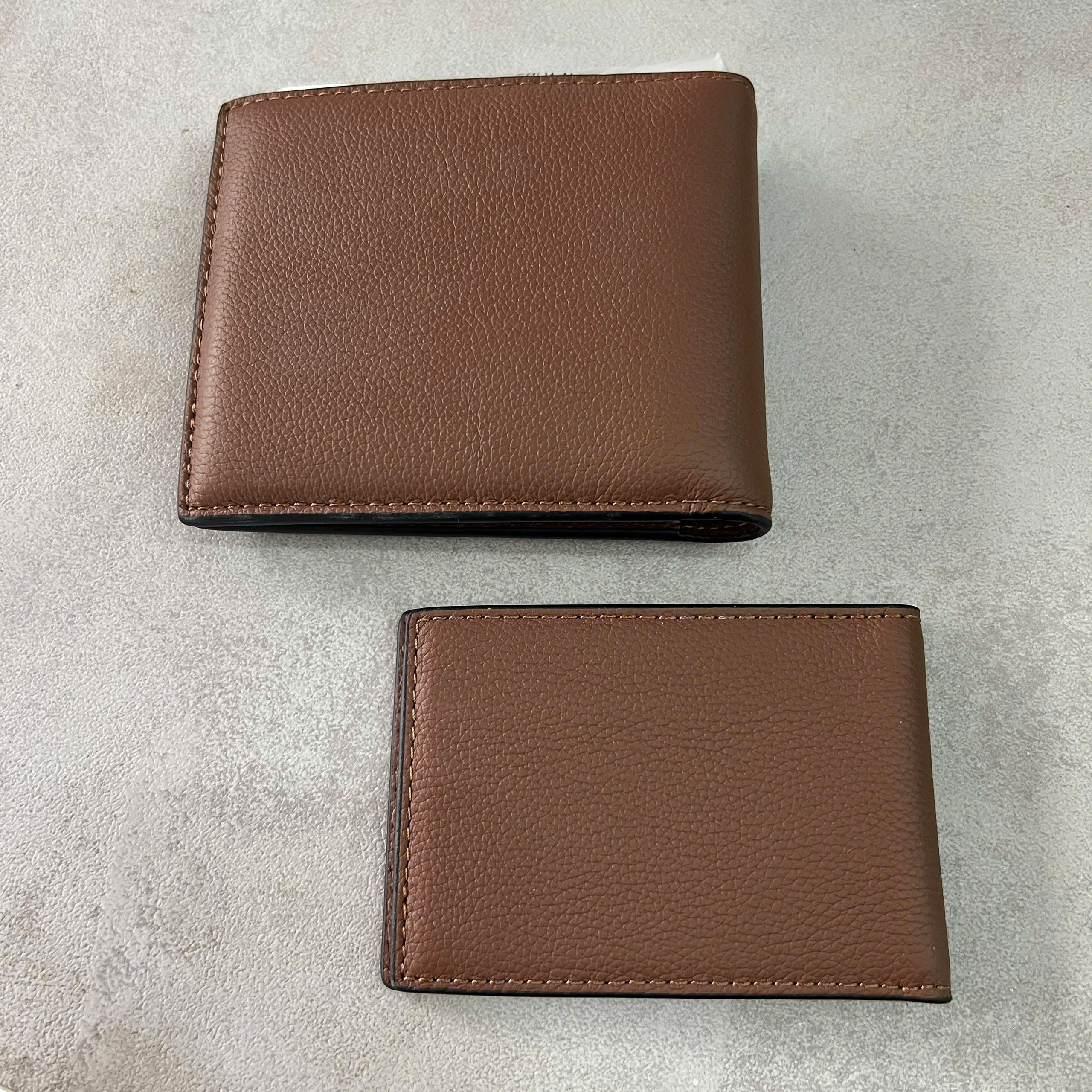 COACH CROSS LEATHER DOUBLE WALLET - BROWN