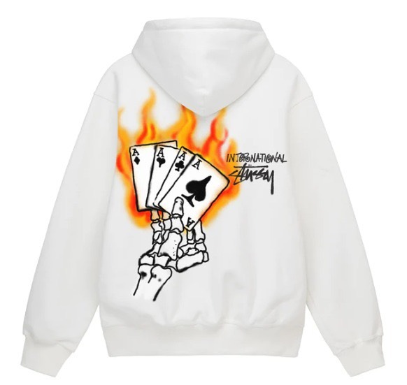 STUSSY READ EM'N'WEEP ZIP HOODIE - WHITE